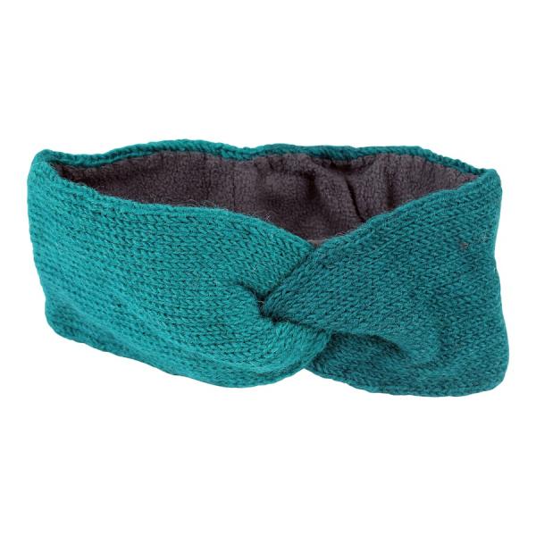 Petrol feines überlappendes Stirnband 100% Wolle mit Fleece gefüttert Handarbeit Nepal